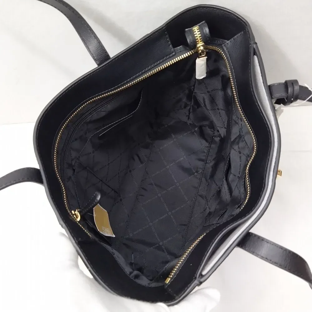 Michael Kors Rivington Black Leather Turnlock Double Handles Tote Bag - $278 - Picture 10 of 16